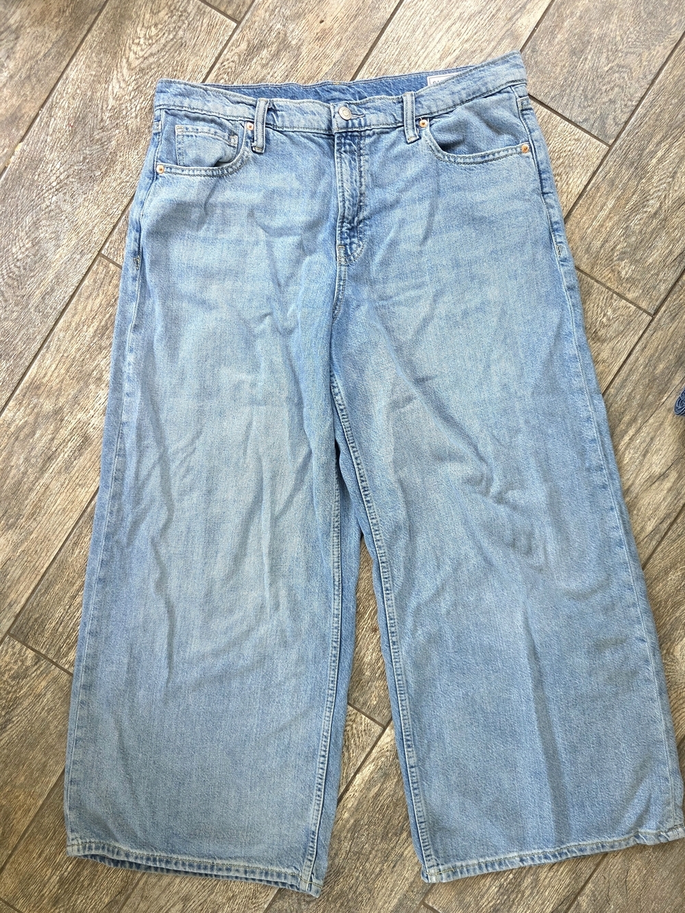 GAP Baggy Mid Rise Ultra Soft Denim Wide-Leg Womens Jeans 14 Short